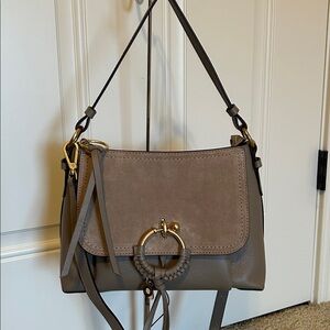 See by Chloe Joan Gray Leather Shoulder Crossbody Bag NEW!